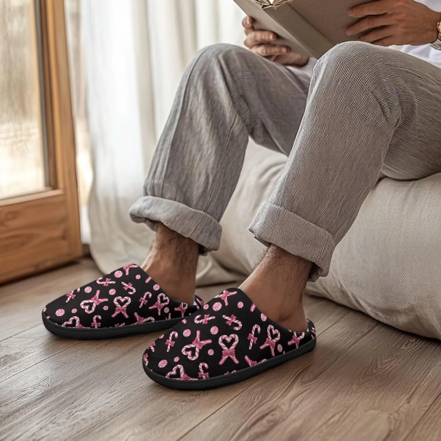 Binienty Women Bedroom Slippers Arch Support Non Slip Fuuzy Slippers Indoor Winter Shoes