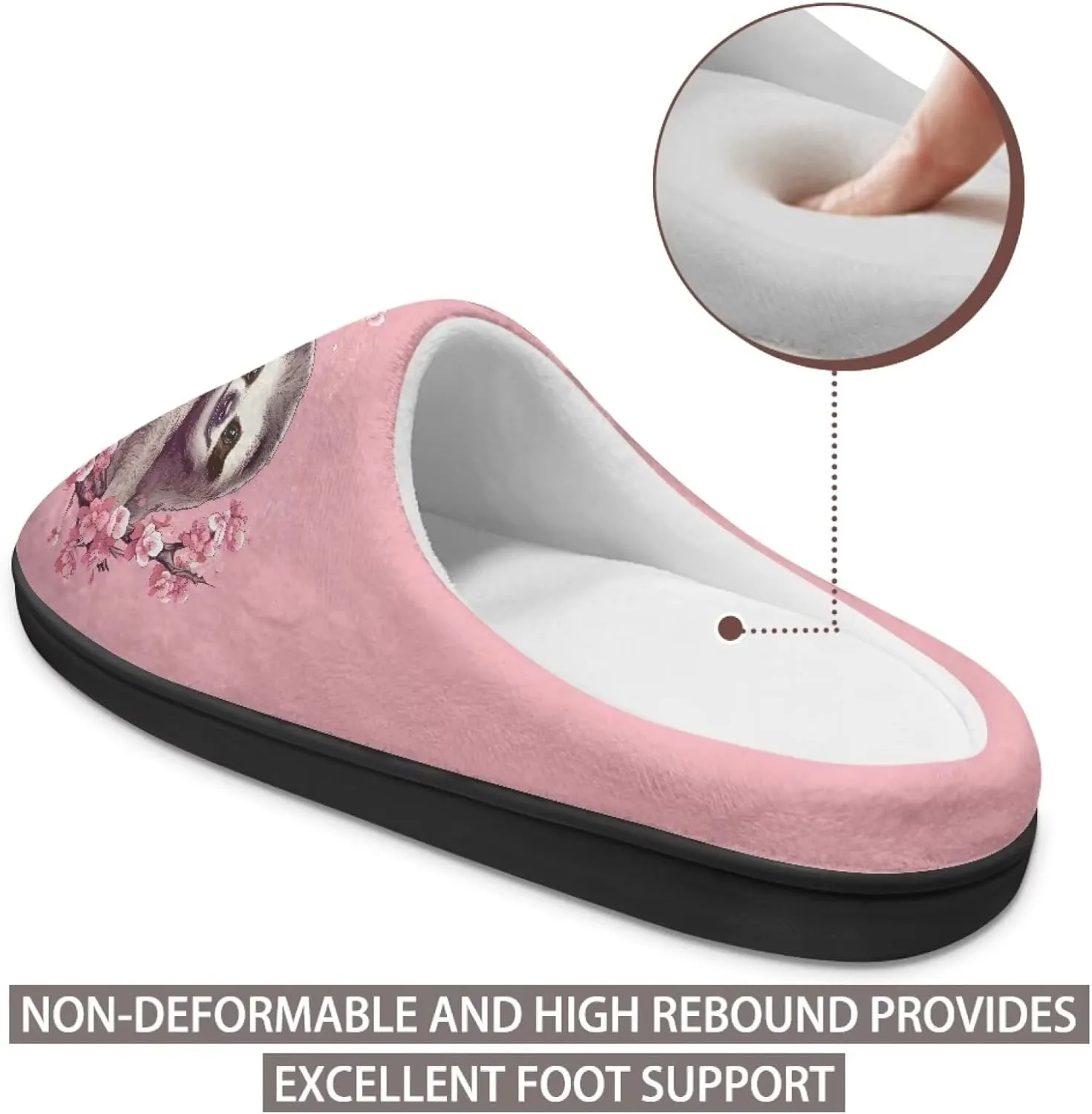 Binienty Womens Fuzzy House Slippers Indoor Shoes Memory Foam Insoles & Rubber Soles