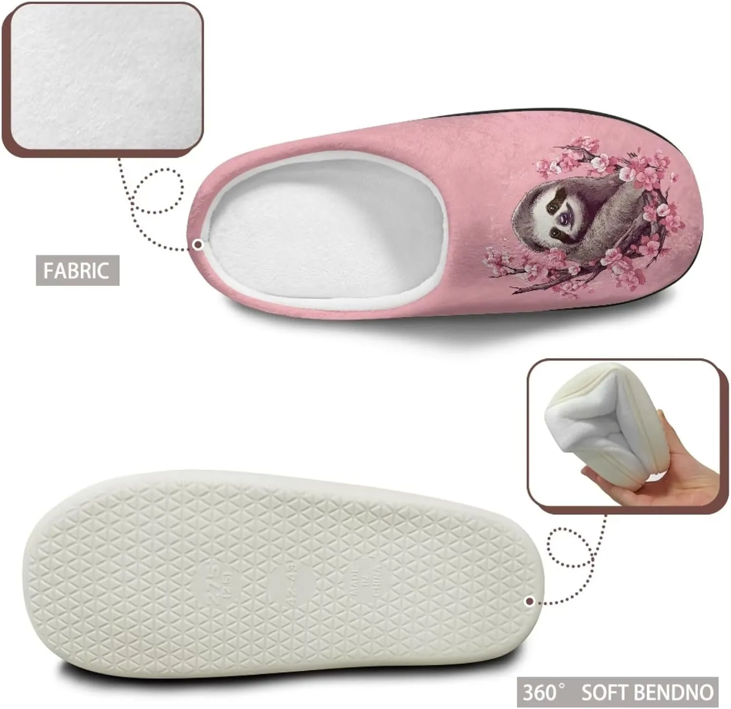 Binienty Womens Fuzzy House Slippers Indoor Shoes Memory Foam Insoles & Rubber Soles