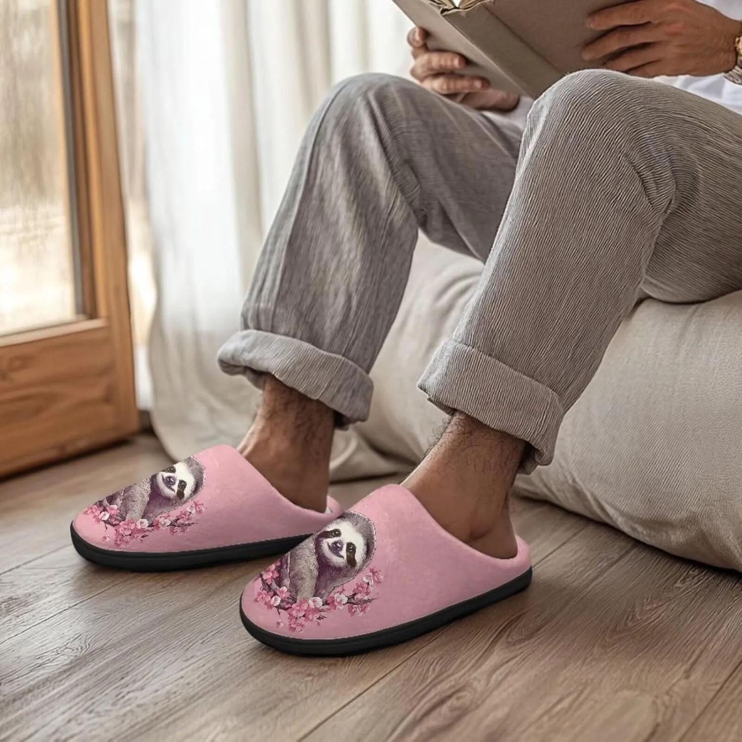 Binienty Womens Fuzzy House Slippers Indoor Shoes Memory Foam Insoles & Rubber Soles