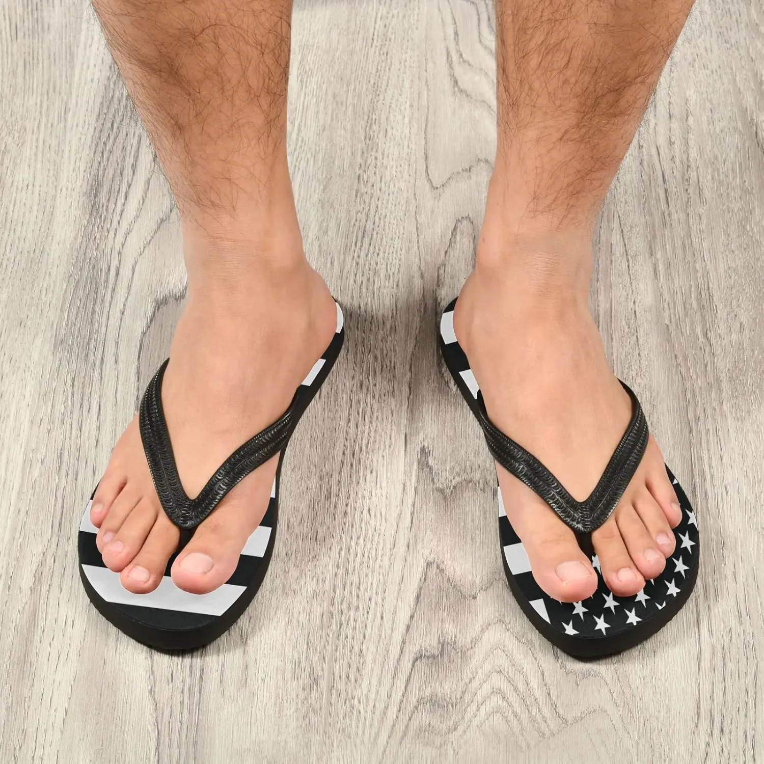 Black White American Flag Womens Flip Flops Usa Patriotic Summer Beach Sandals Casual Thong Slippers Comfortable Shower Slippers Non Slip Water Sandals shoes XL
