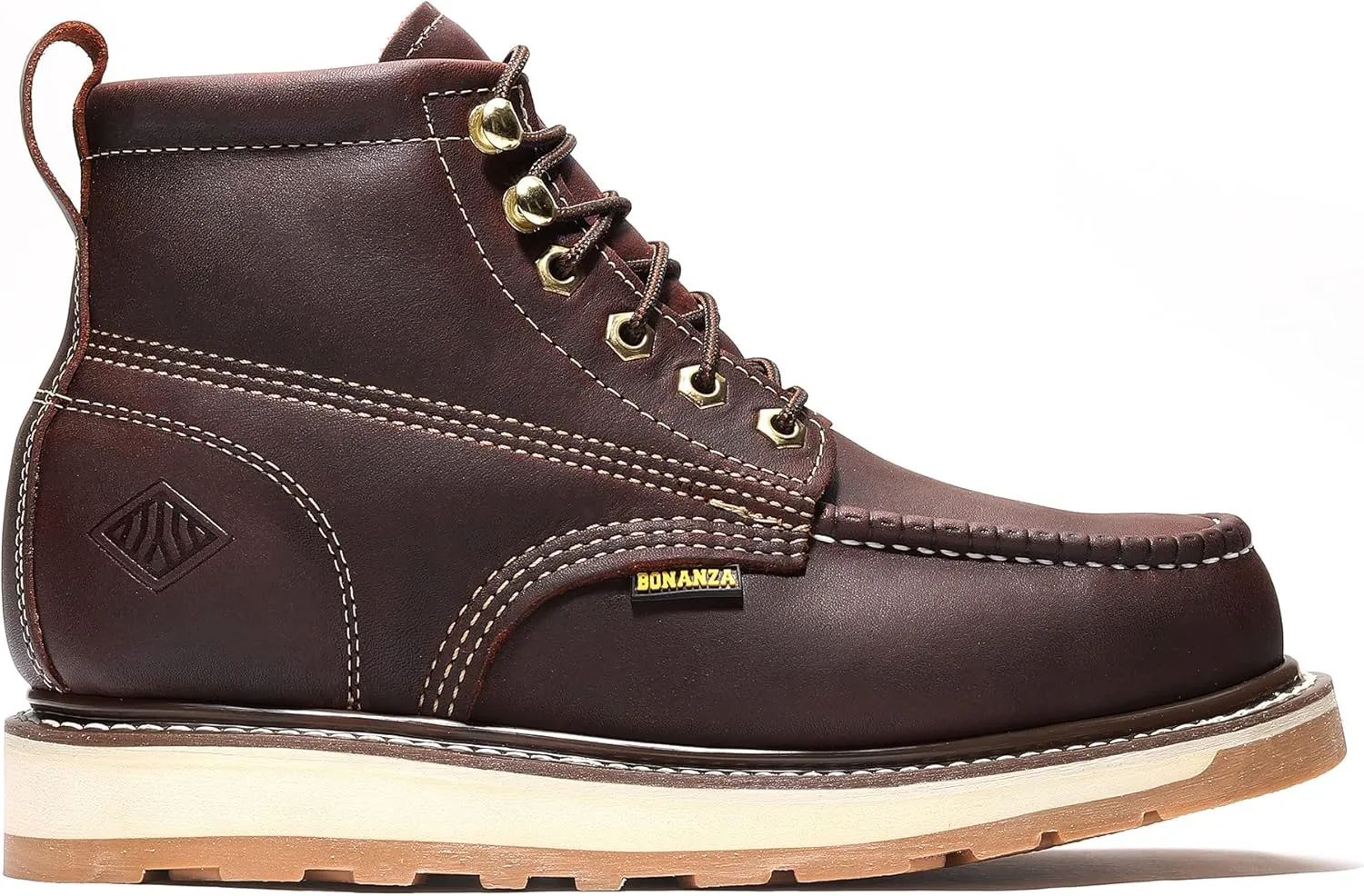 Bonanza Boots FRONTIER DUAL 6" Moc Toe Work Boot - Premium Leather, Comfort Insole & Tough Wedge Outsole