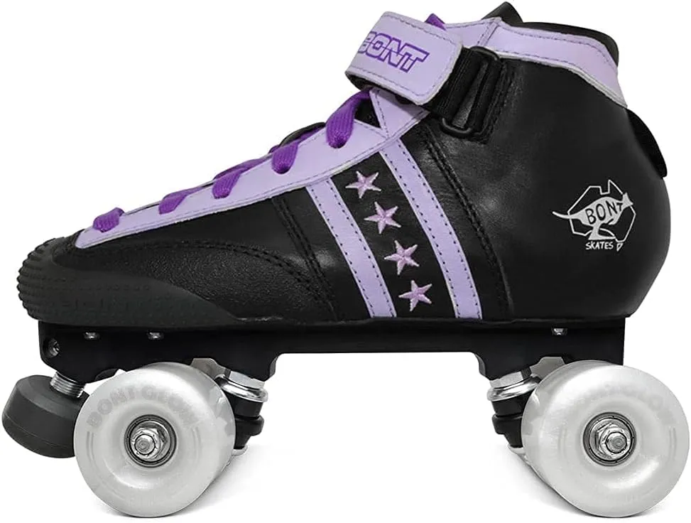 Bont Roller Skates - Children's Quadstar with Glow Light Up Led Wheels - Indoor and Outdoor - 100% Leather - Youth - Boys - Girls - Kids