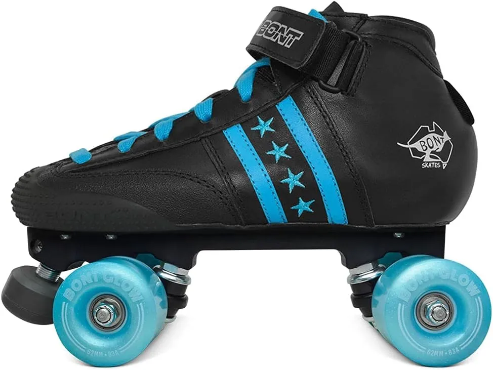 Bont Roller Skates - Children's Quadstar with Glow Light Up Led Wheels - Indoor and Outdoor - 100% Leather - Youth - Boys - Girls - Kids
