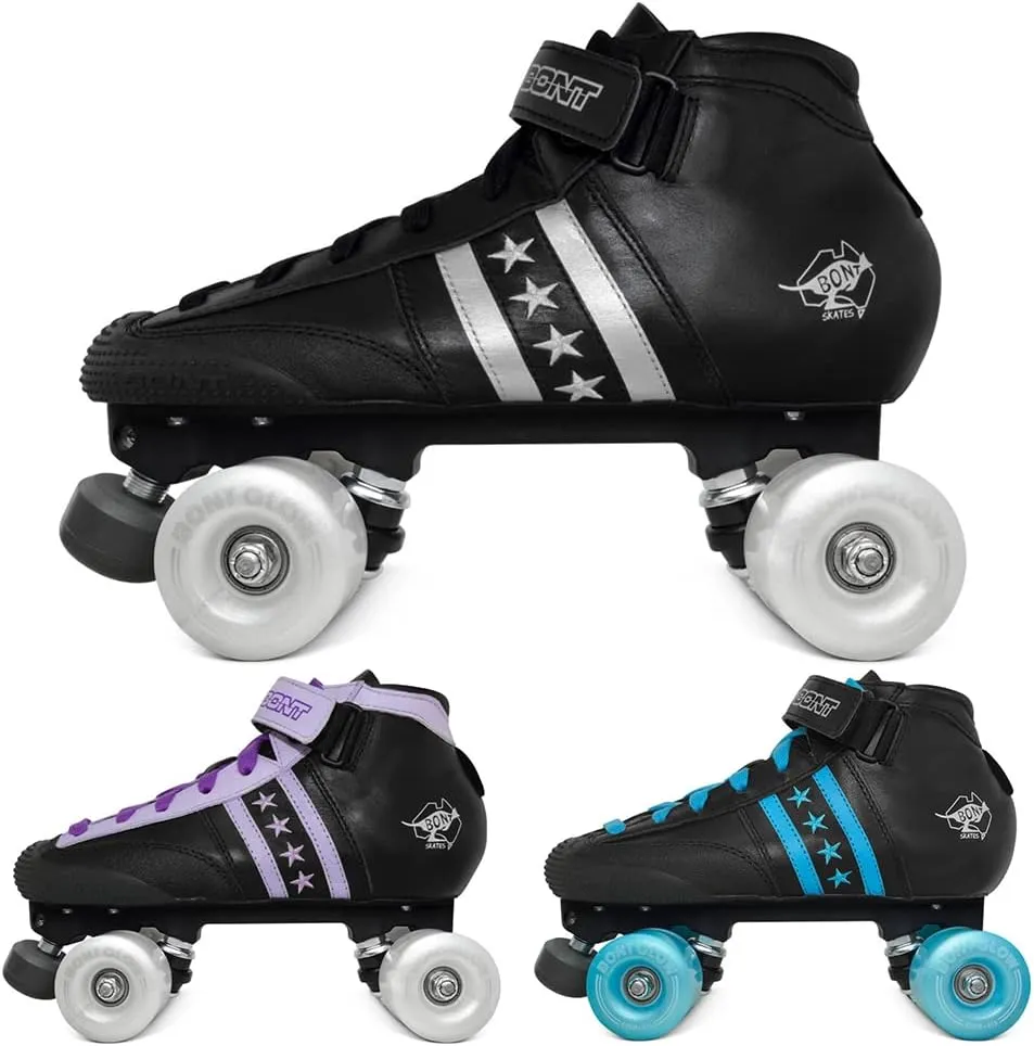 Bont Roller Skates - Children's Quadstar with Glow Light Up Led Wheels - Indoor and Outdoor - 100% Leather - Youth - Boys - Girls - Kids