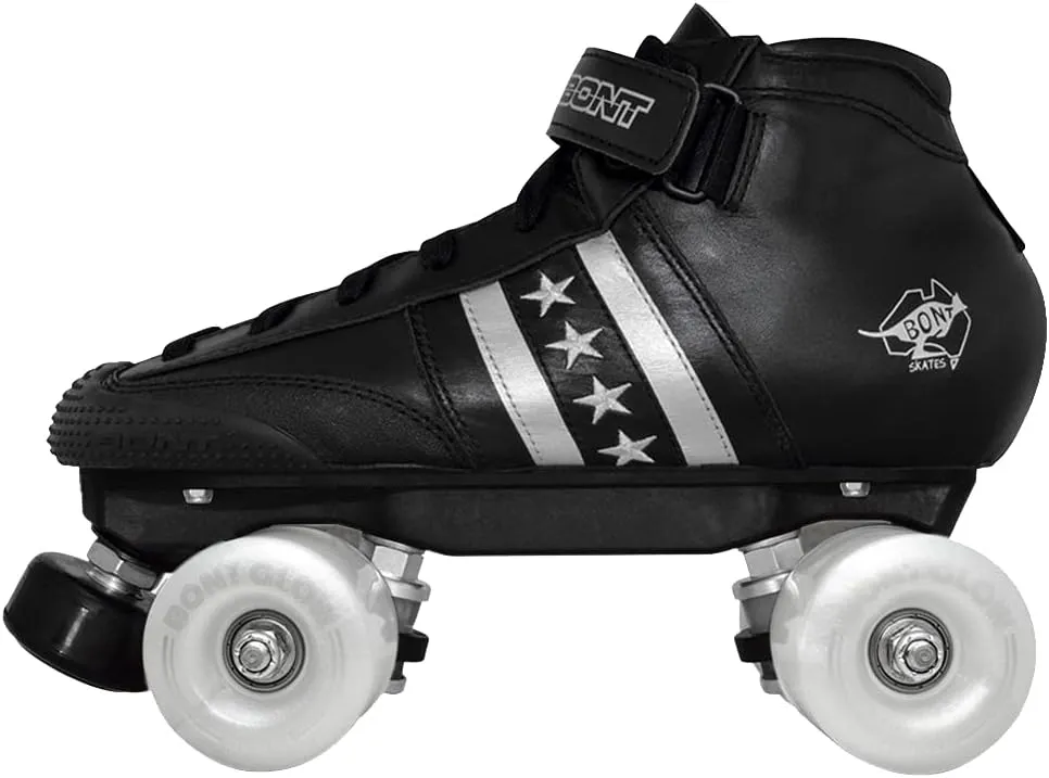 Bont Roller Skates - Children's Quadstar with Glow Light Up Led Wheels - Indoor and Outdoor - 100% Leather - Youth - Boys - Girls - Kids