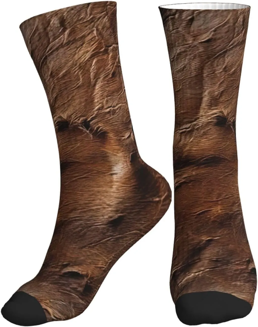 brown cowhide art Print Adult Mid-Calf Socks Casual Athletic for men and women breathable comfortable socks