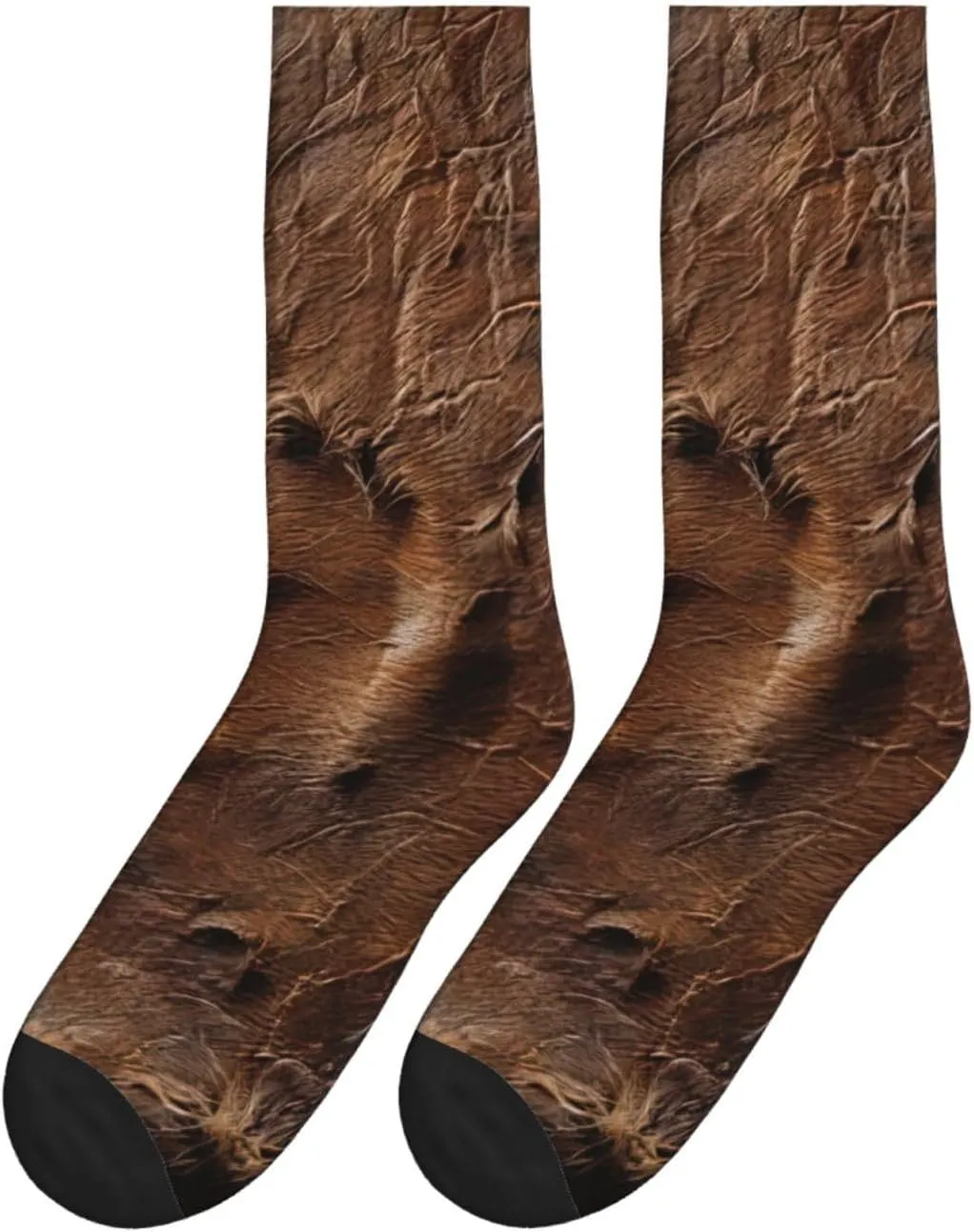 brown cowhide art Print Adult Mid-Calf Socks Casual Athletic for men and women breathable comfortable socks