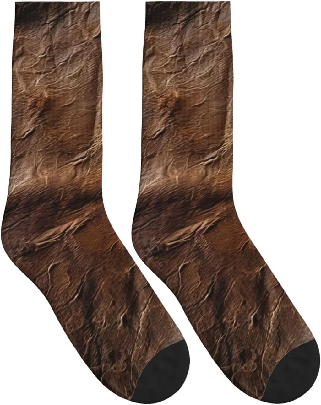 brown cowhide art Print Adult Mid-Calf Socks Casual Athletic for men and women breathable comfortable socks