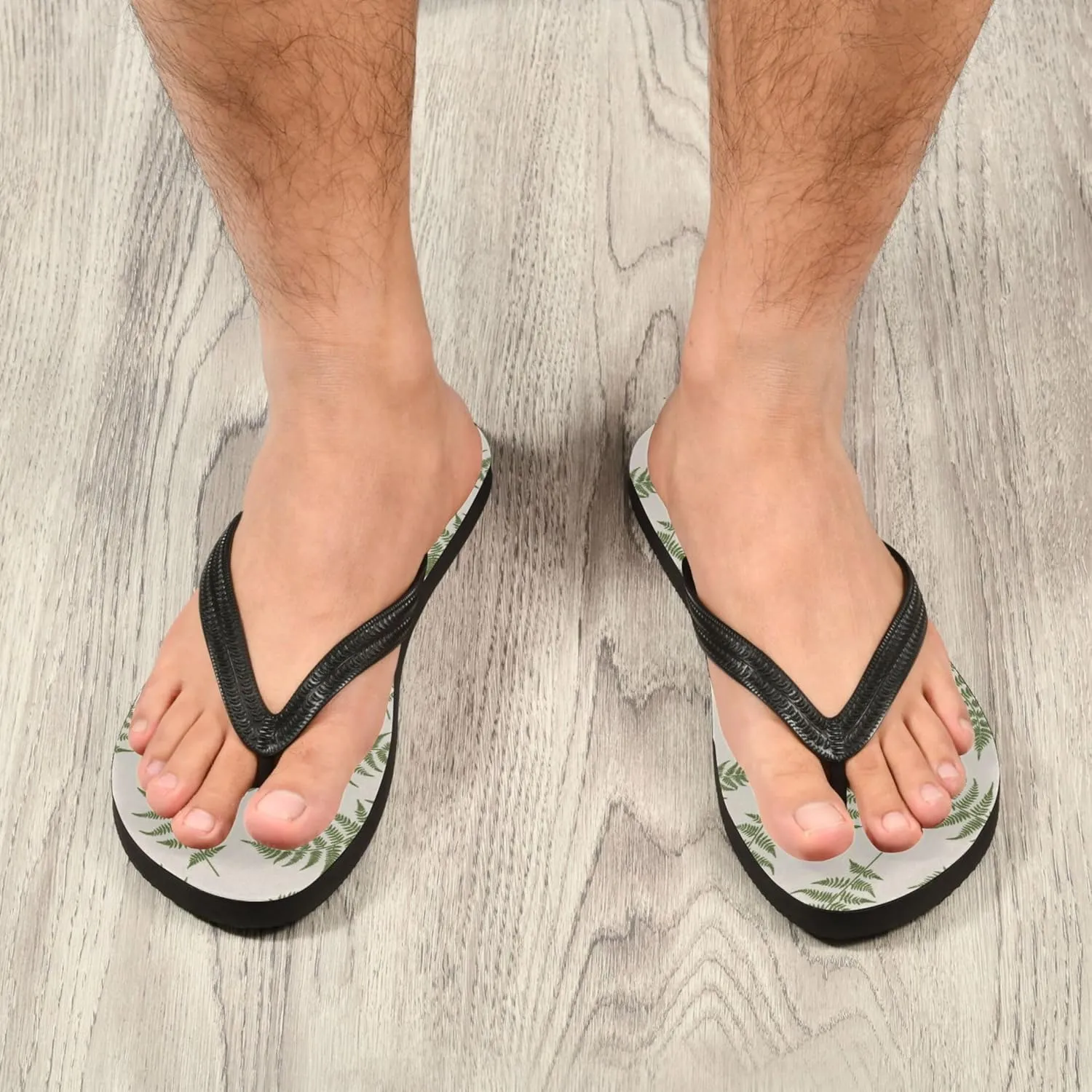 Burbuja Fern Leaves Flip Flops for Women Men, Soft Thong Sandals Rubber Slippers for Pool Beach Essentials