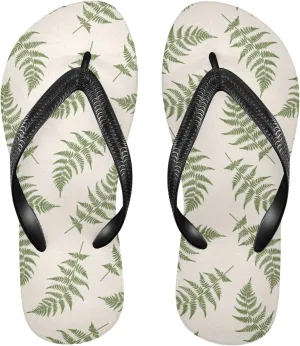 Burbuja Fern Leaves Flip Flops for Women Men, Soft Thong Sandals Rubber Slippers for Pool Beach Essentials