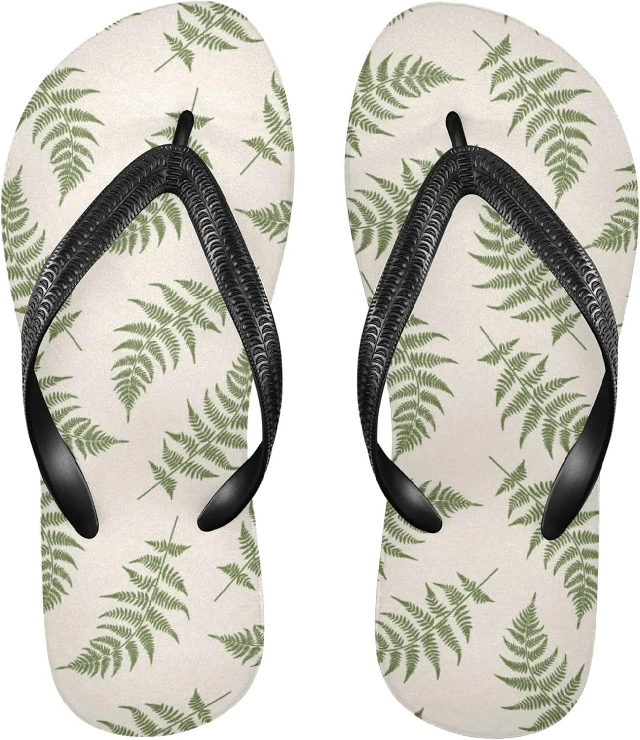 Burbuja Fern Leaves Flip Flops for Women Men, Soft Thong Sandals Rubber Slippers for Pool Beach Essentials