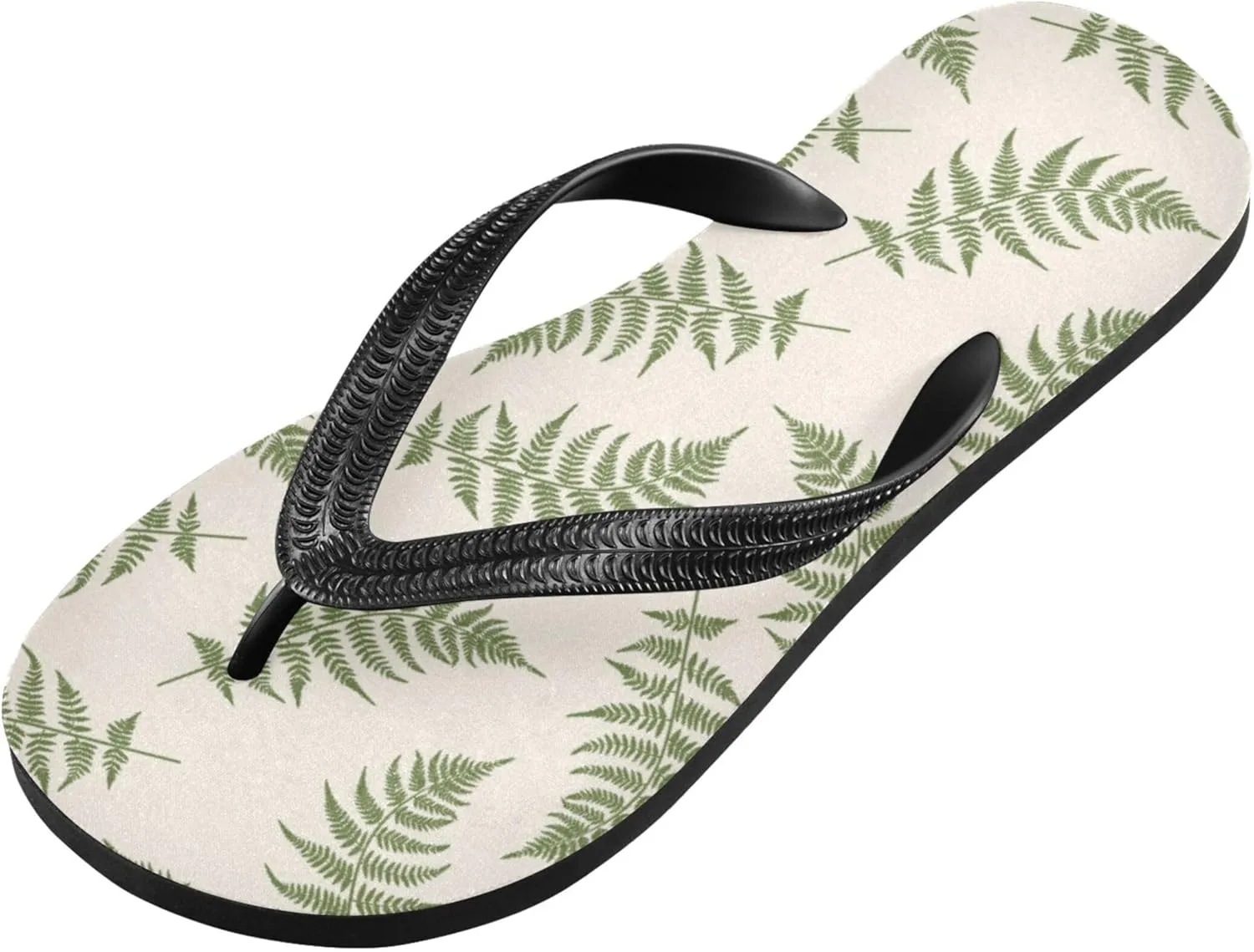 Burbuja Fern Leaves Flip Flops for Women Men, Soft Thong Sandals Rubber Slippers for Pool Beach Essentials
