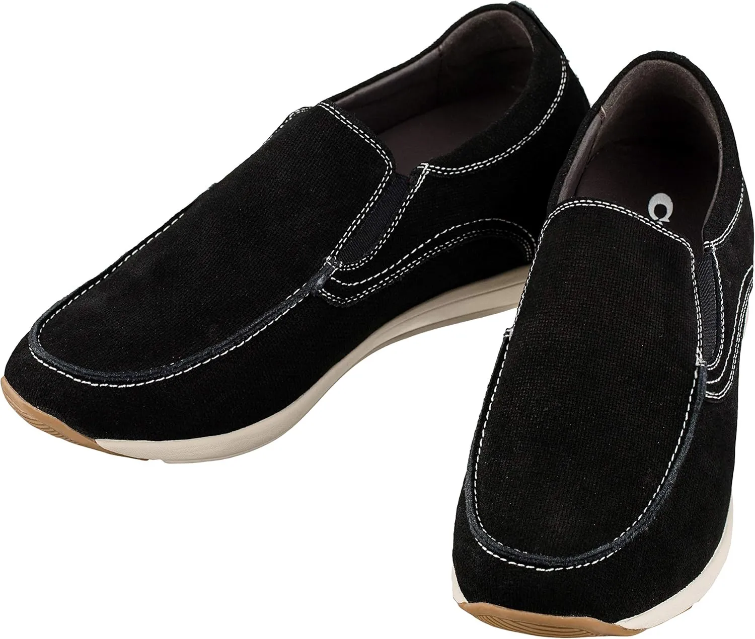 CALTO Men's Invisible Height Increasing Elevator Shoes - Black Nubuck Leather Slip-on Casual Loafers - 2.8 Inches Taller - G4903 - Size 10 D(M) US