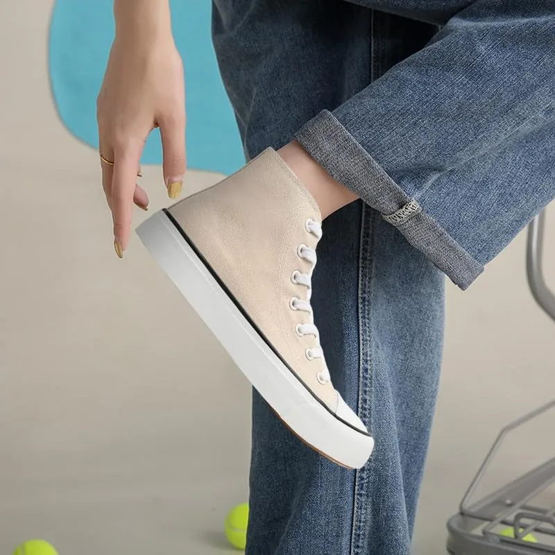 Canvas High Top Sneakers for Women Men Classic Lace Up Canvas Shoes Womens Mens Fashion High Top Sneakers Casual Tennis Walking Shoes