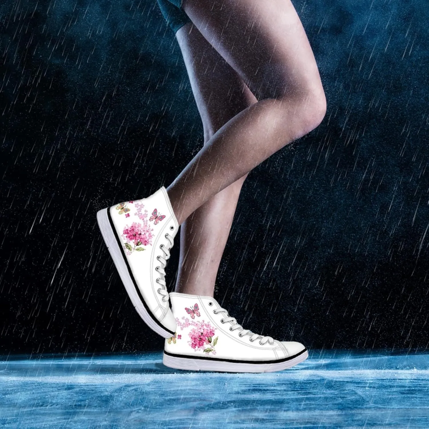 Canvas Shoes for Women Lightweight High Top Sneakers Teens Girls Cute Printed Lace Up Casual Classic Walking Shoes