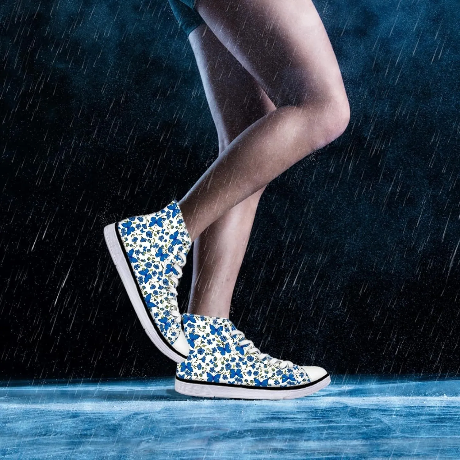 Canvas Shoes for Women Lightweight High Top Sneakers Teens Girls Cute Printed Lace Up Casual Classic Walking Shoes