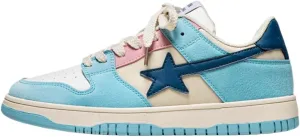 Canvas Y2K Vintage Star Pattern Lace Up Sneakers Lightweight Fashion Non Slip Casual Shoes for Men Outdoor School Streetwear Best Friend Look Pink