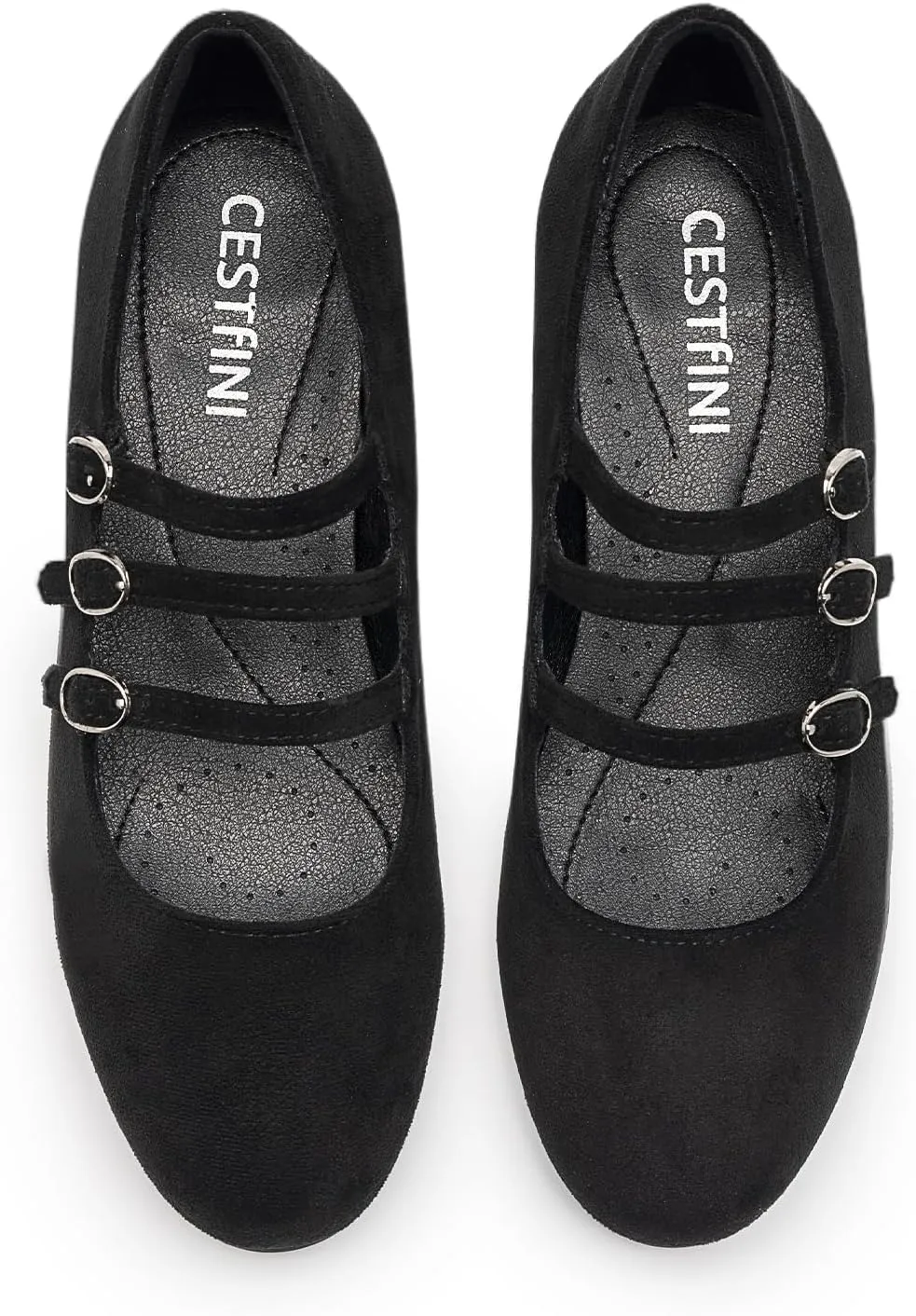 Cestfini Mary Jane Shoes Women Slip on Ballet Flat Dressy Comfortable Round Toe Black Flats Shoes Ankle Strap Flats for Women