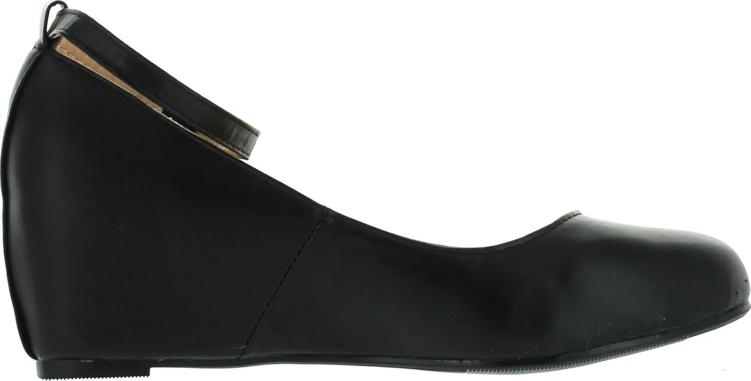 Chase & Chloe Womens Bobby1 Closed Round Toe Ankle Strap Hidden Wedge High Heel Shoes