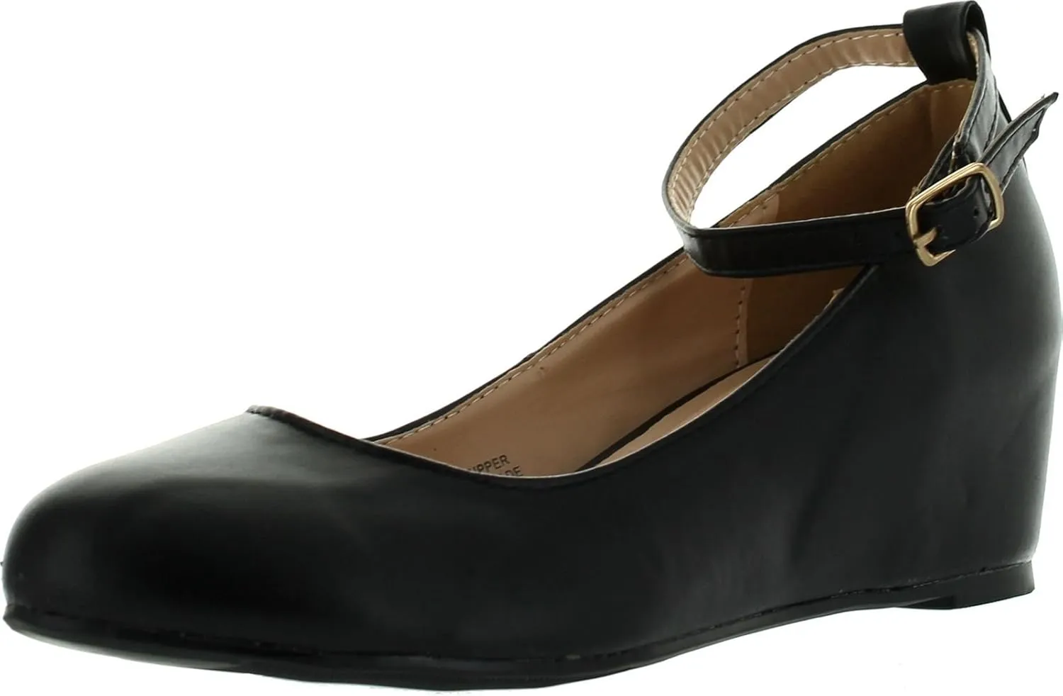 Chase & Chloe Womens Bobby1 Closed Round Toe Ankle Strap Hidden Wedge High Heel Shoes
