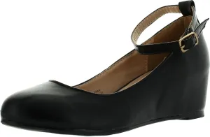 Chase & Chloe Womens Bobby1 Closed Round Toe Ankle Strap Hidden Wedge High Heel Shoes