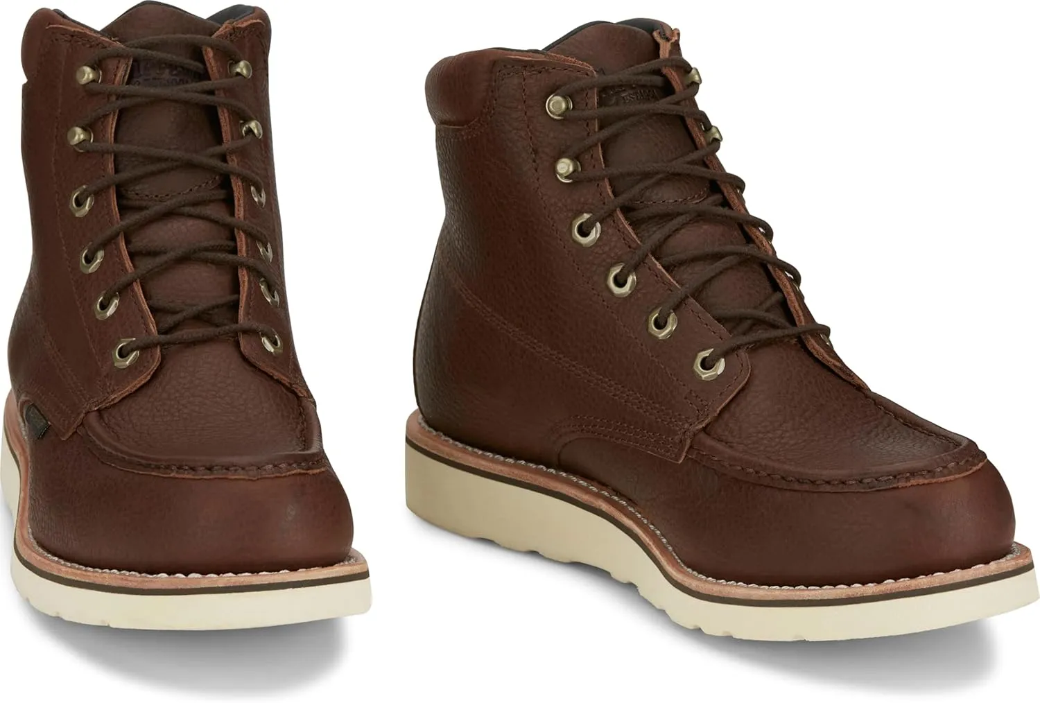 Chippewa Men's Edge Walker 6" Waterproof Lace-Up Wedge Soft Toe Work Boot, Briar Haystack - Durable & Comfortable Moc Toe Boots for Men