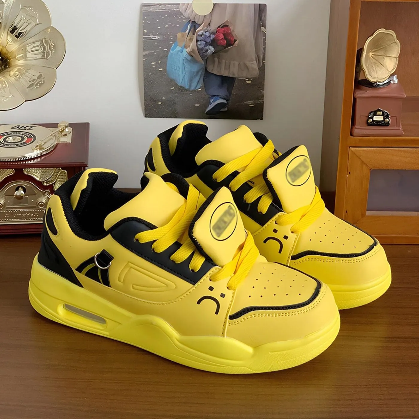 Chunky Fashion Sneakers for Women & Girls Lace-Up Casual Shoes Comfortable Walking Shoes