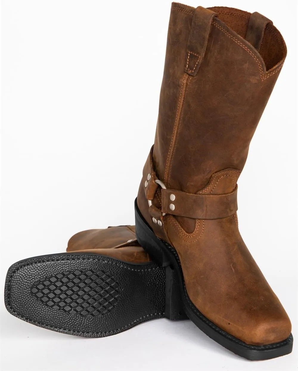 CHUUMEE Men's Classic Western Cowboy Square Toe Embroidered Cowboy Boots，Men's Square Toe Side Zip Ankle Boots