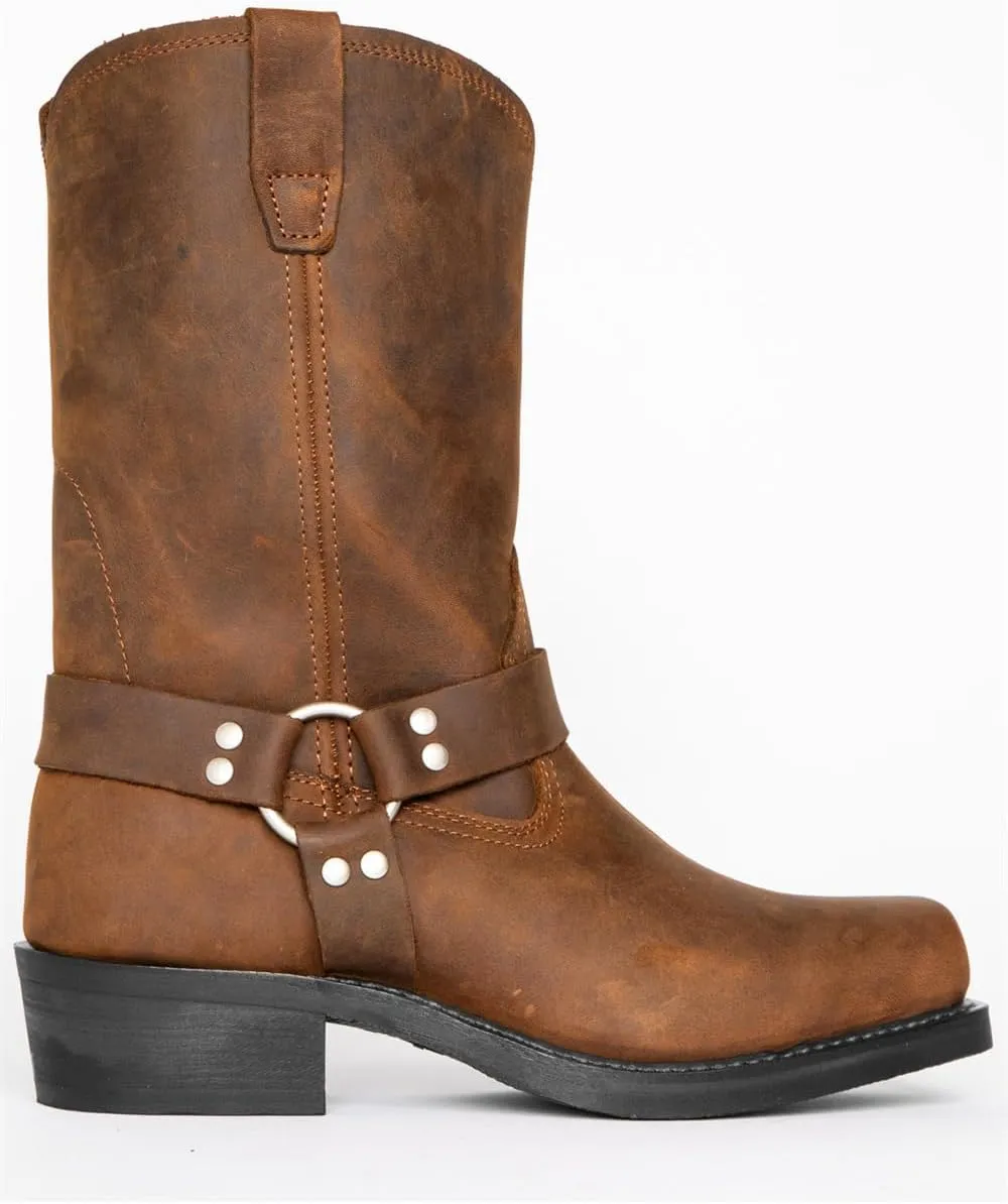 CHUUMEE Men's Classic Western Cowboy Square Toe Embroidered Cowboy Boots，Men's Square Toe Side Zip Ankle Boots
