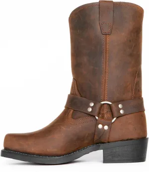 CHUUMEE Men's Classic Western Cowboy Square Toe Embroidered Cowboy Boots，Men's Square Toe Side Zip Ankle Boots