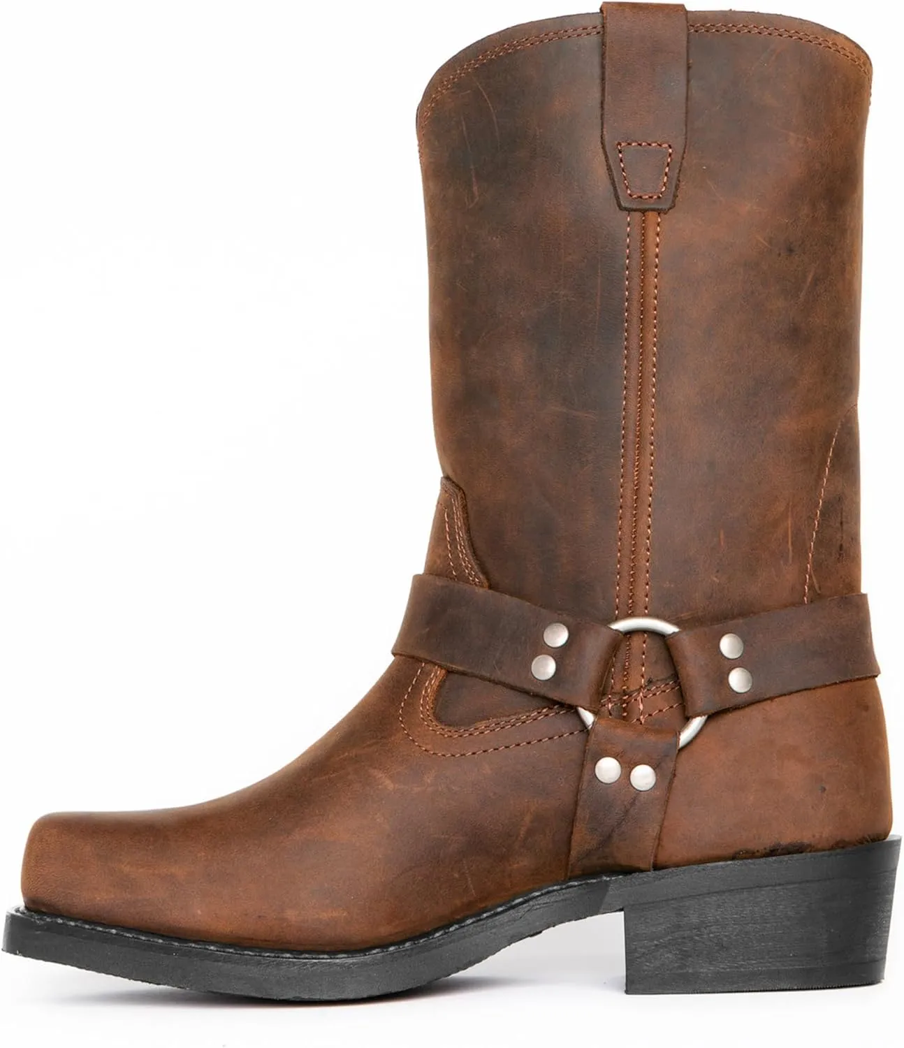 CHUUMEE Men's Classic Western Cowboy Square Toe Embroidered Cowboy Boots，Men's Square Toe Side Zip Ankle Boots