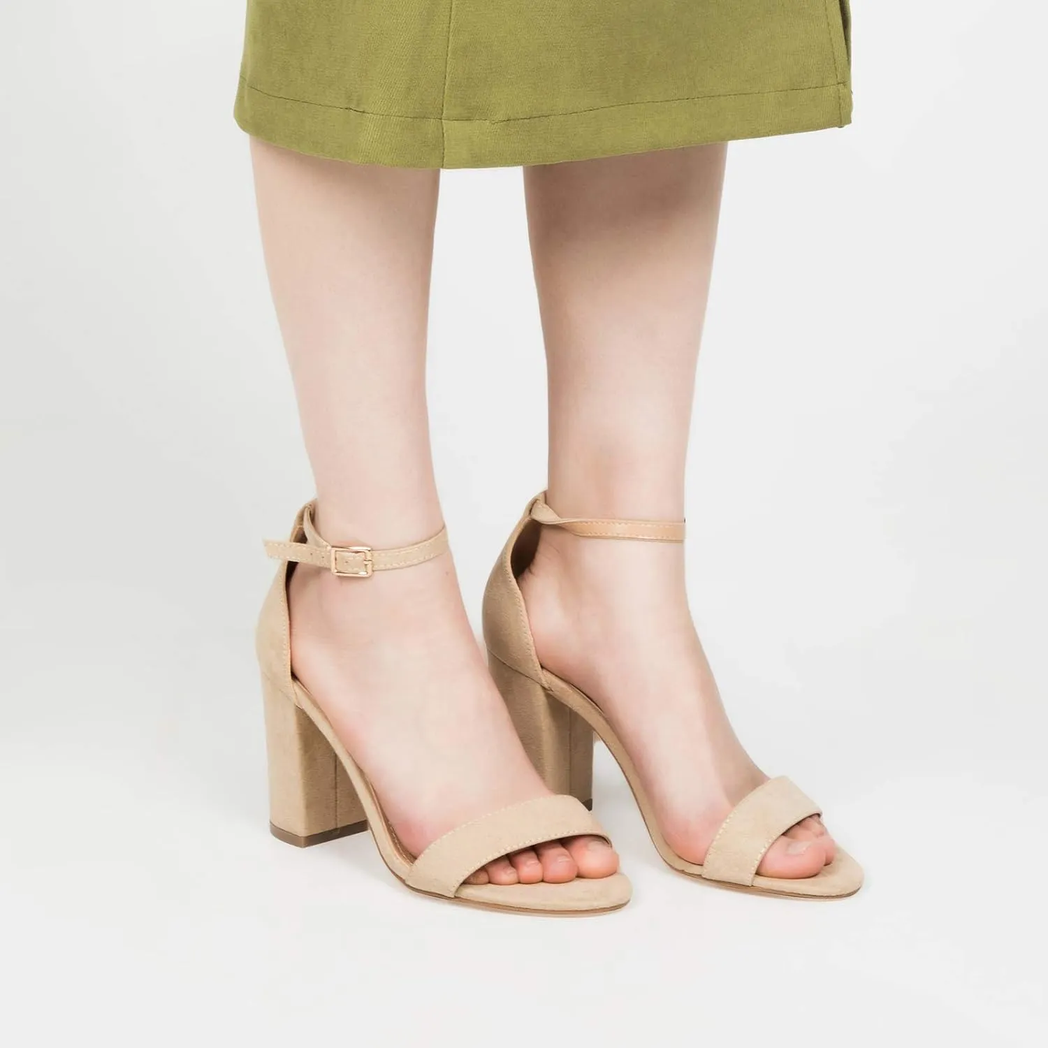 COASIS Women's Chunky Block Heels Open Toe Ankle Strap 3.5 Inch Heeled Sandals