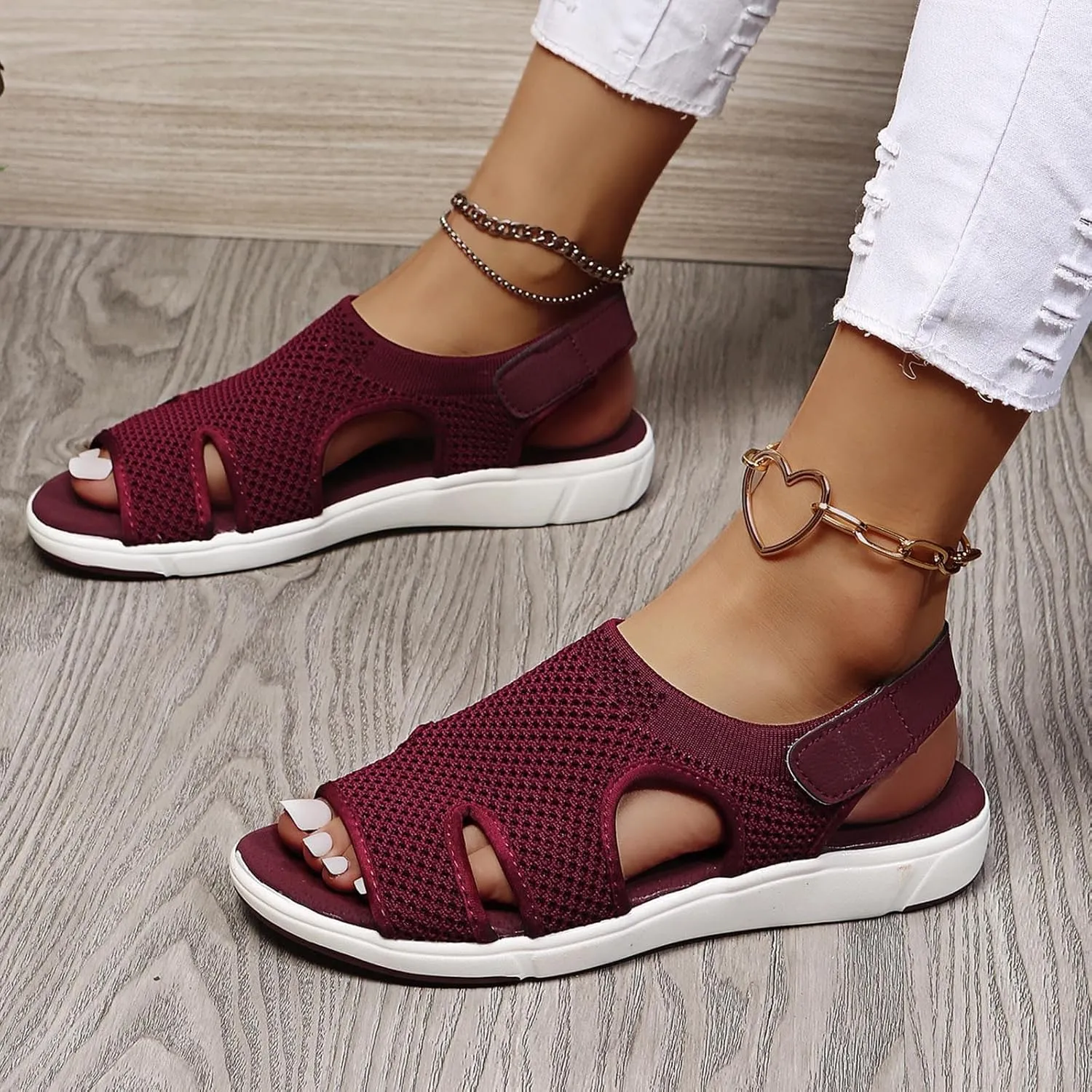 Comfortable Walking Sandals for Women,Orthopedic Sandals for Women Arch Support Hiking Sandals Casual Open Toe Sport Sandals Lightweight Athletic Sandals with Hook and Loop Straps for Beach Vacation