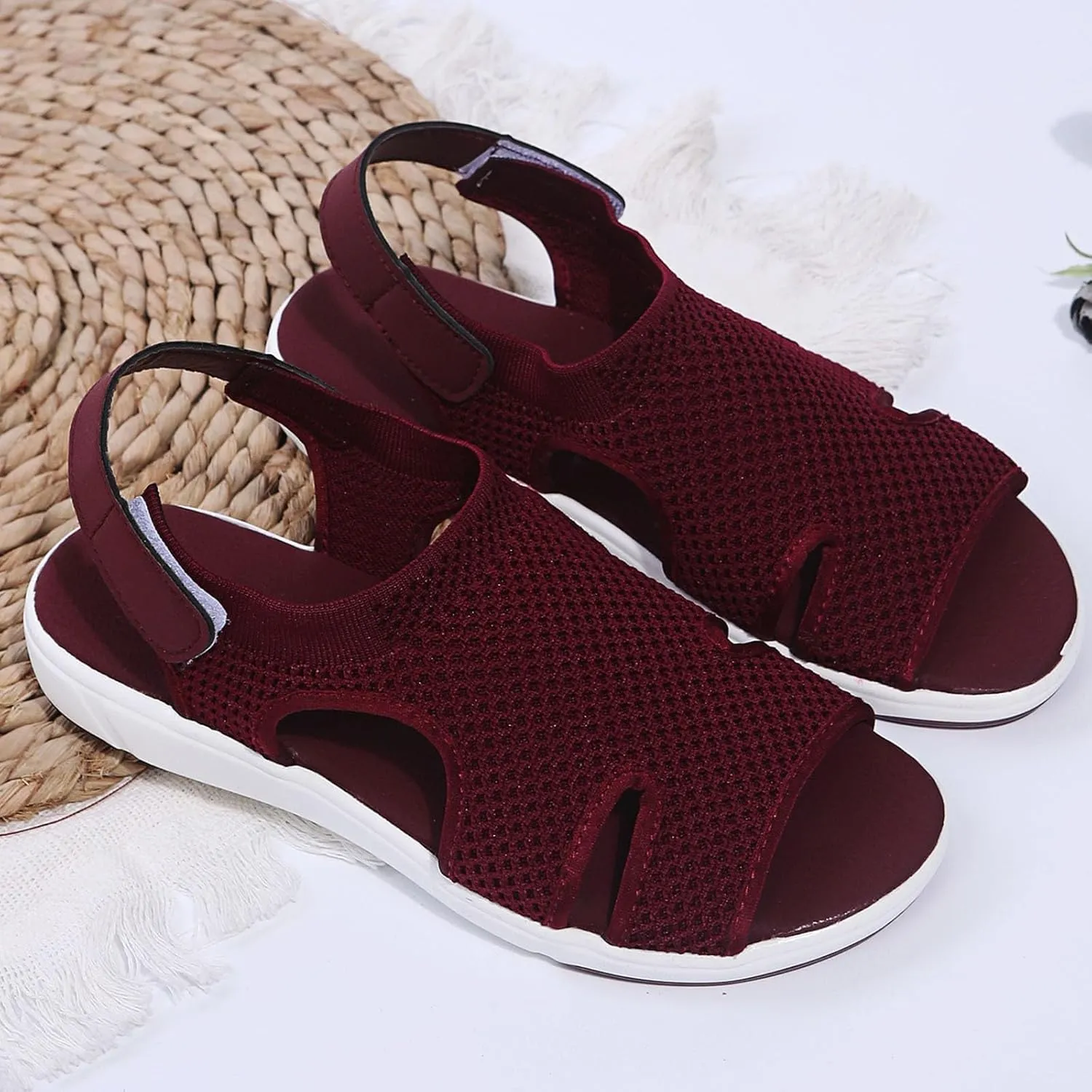 Comfortable Walking Sandals for Women,Orthopedic Sandals for Women Arch Support Hiking Sandals Casual Open Toe Sport Sandals Lightweight Athletic Sandals with Hook and Loop Straps for Beach Vacation