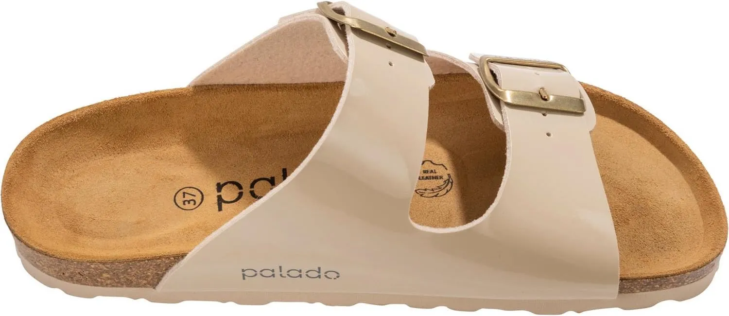 Corfu PF Women's Mules - Slippers with Natural Cork Footbed - Comfortable Sandals - Two-Strap - Made in Spain