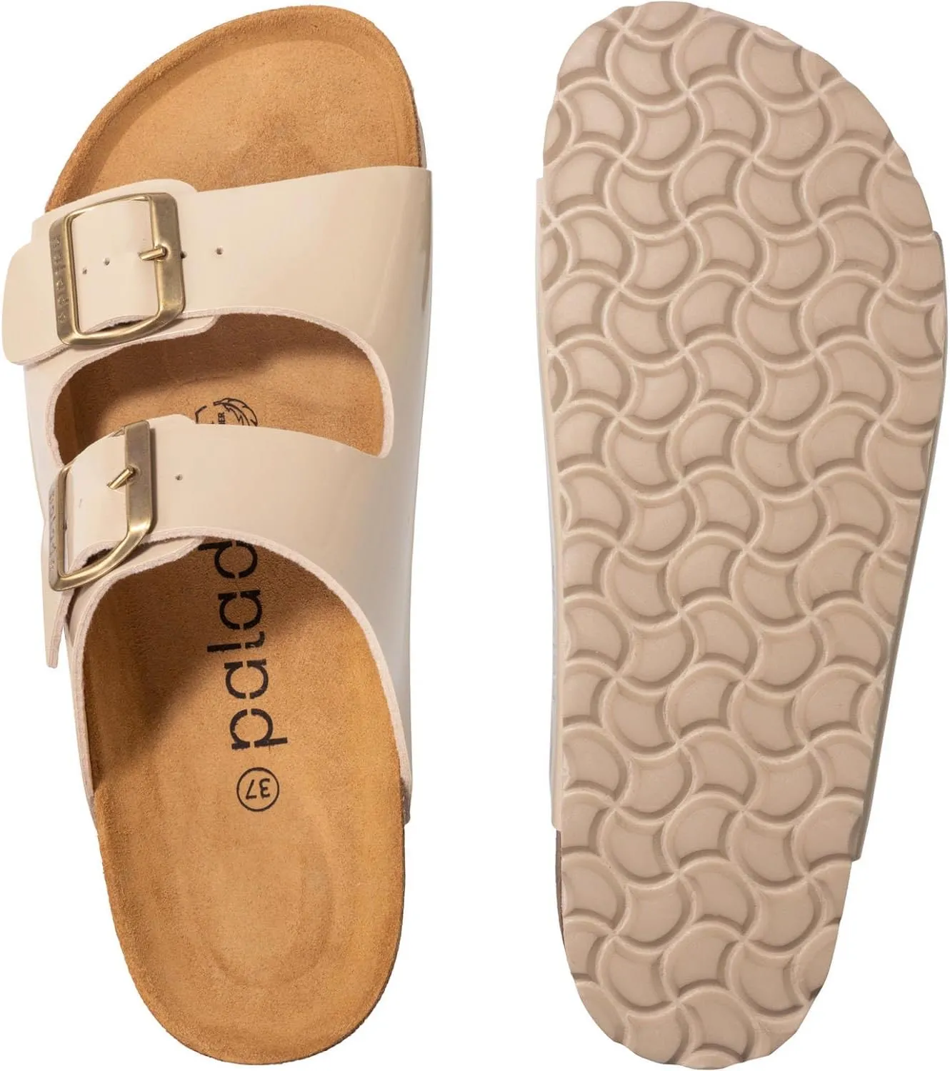 Corfu PF Women's Mules - Slippers with Natural Cork Footbed - Comfortable Sandals - Two-Strap - Made in Spain