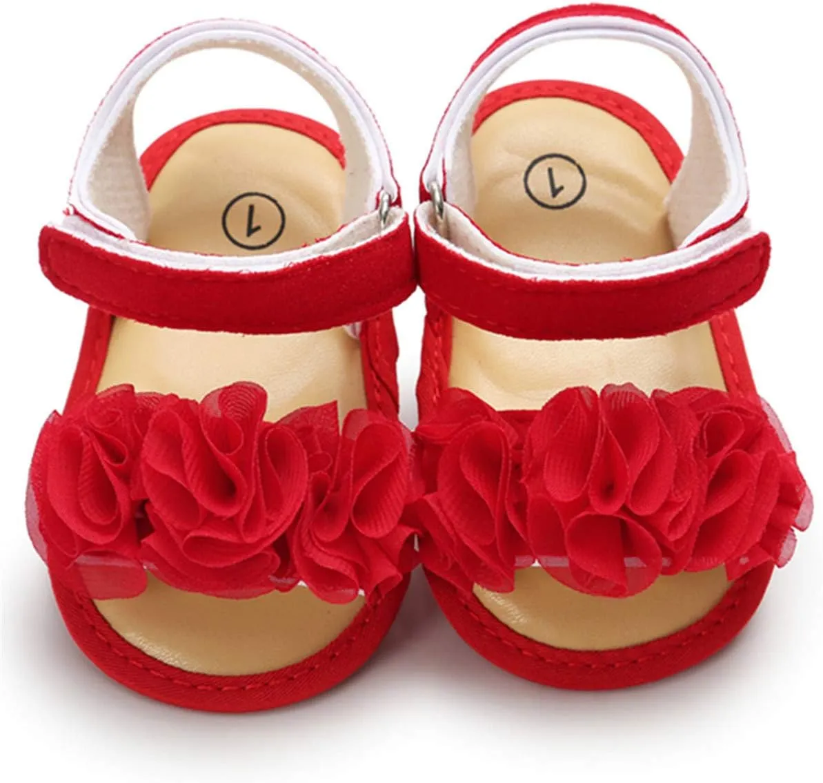 COSANKIM Infant Baby Girls Summer Sandals with Flower Soft Sole Newborn Toddler First Walker Crib Dress Shoes