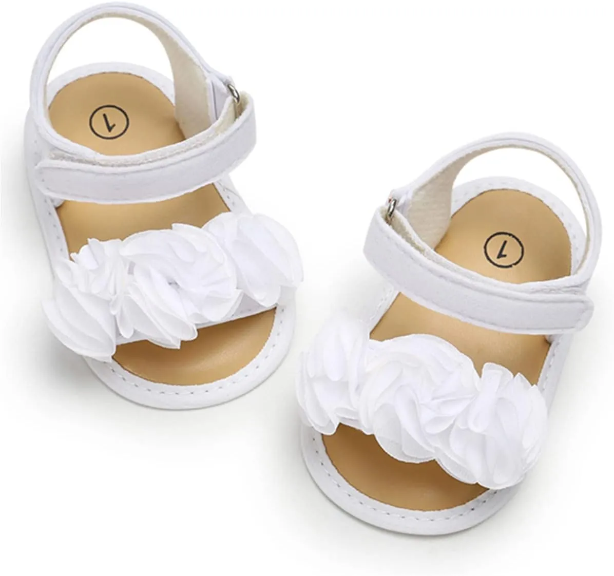 COSANKIM Infant Baby Girls Summer Sandals with Flower Soft Sole Newborn Toddler First Walker Crib Dress Shoes