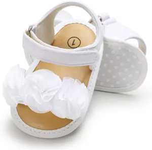 COSANKIM Infant Baby Girls Summer Sandals with Flower Soft Sole Newborn Toddler First Walker Crib Dress Shoes