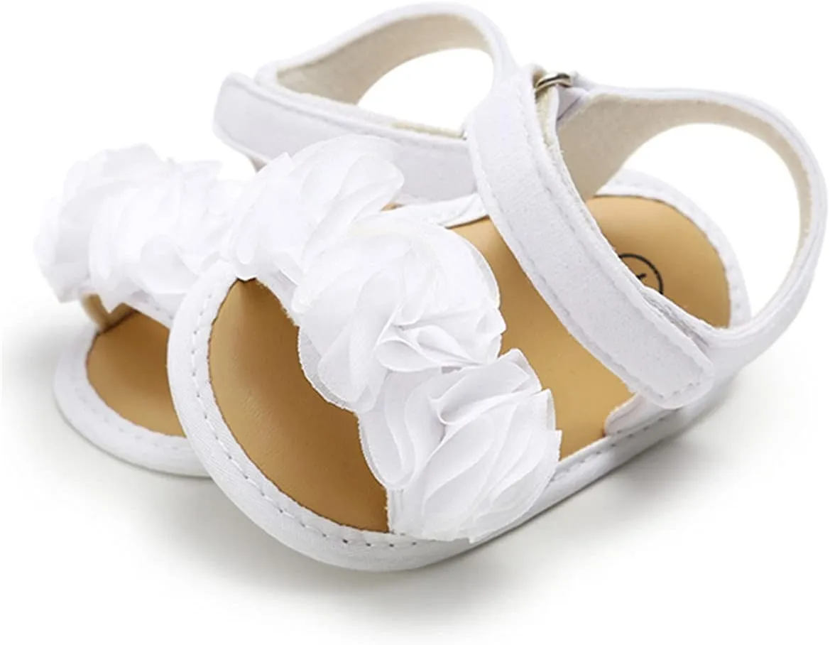 COSANKIM Infant Baby Girls Summer Sandals with Flower Soft Sole Newborn Toddler First Walker Crib Dress Shoes
