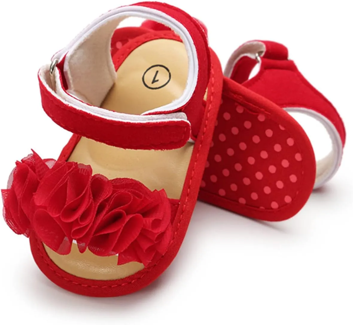COSANKIM Infant Baby Girls Summer Sandals with Flower Soft Sole Newborn Toddler First Walker Crib Dress Shoes
