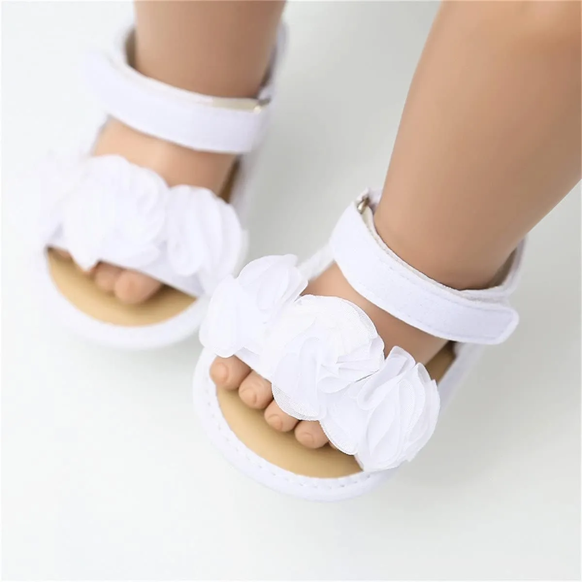 COSANKIM Infant Baby Girls Summer Sandals with Flower Soft Sole Newborn Toddler First Walker Crib Dress Shoes