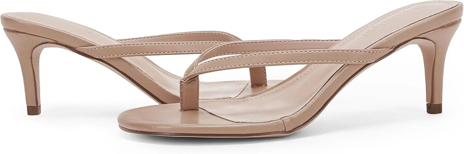 Coutgo Women's Kitten Heel Flip Flops Slip On Thong Slide Sandals Comfortable Summer Beach Shoes