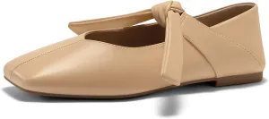 Coutgo Womens Mary Jane Flats Bow Square Toe Ballet Flats Dressy Comfortable Slip on Flat Shoes
