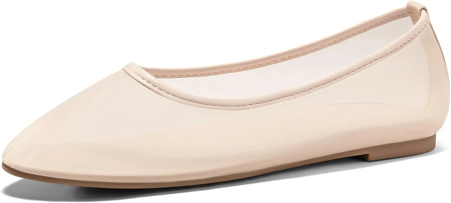 Coutgo Womens Mesh Ballet Flats Slip on Ballerina Flats Comfortable Casual Work Dress Shoes