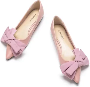 C.Paravano Pointy Bow Flats Women's Flats Comfortable Stylish Slip-On Shoes for Casual and Office