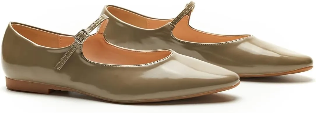 C.Paravano Women's Mary Jane Ballet Flats | Round Toe Leather Flats with Strap | Comfortable Work & Casual Shoes for Daily Wear