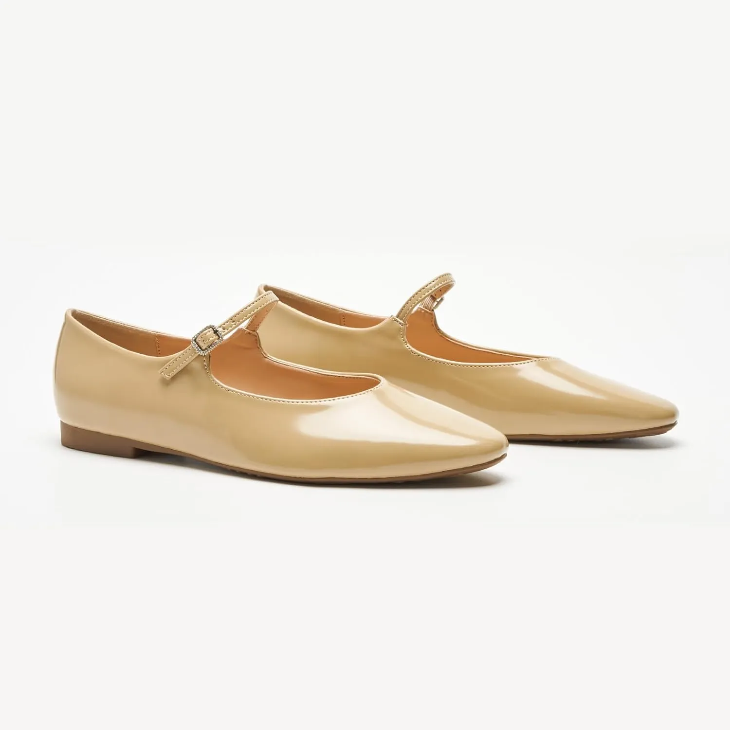 C.Paravano Women's Mary Jane Flats | Almond Toe Flats for Women | Leather Ballet Flats with Strap | Fashion Comfortable Work & Casual Shoes for Daily Wear,Walking