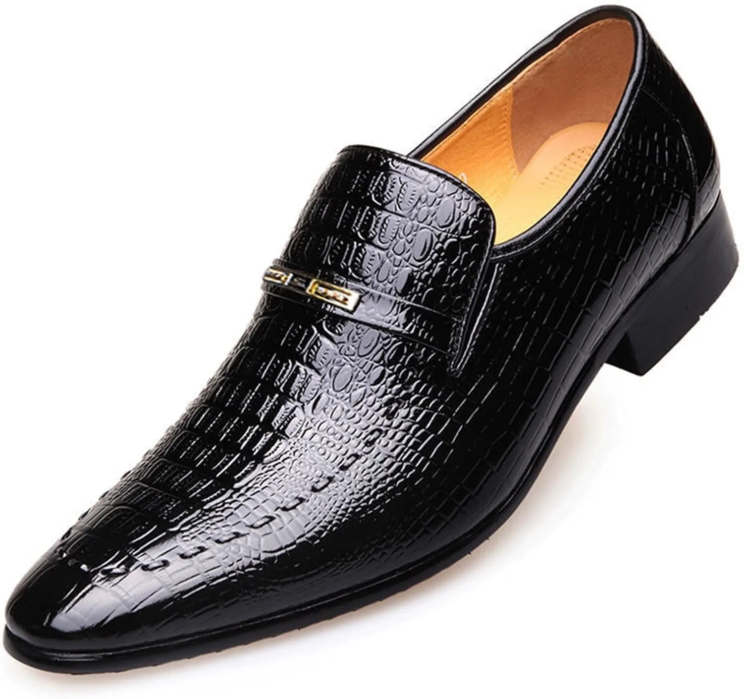 Crocodile Print Men's Oxfords Pumps Pointed Toe Flat Business Loafers Casual Leather Non-Slip Moccasins Comfort Soft Sole Prints Leather Shoes